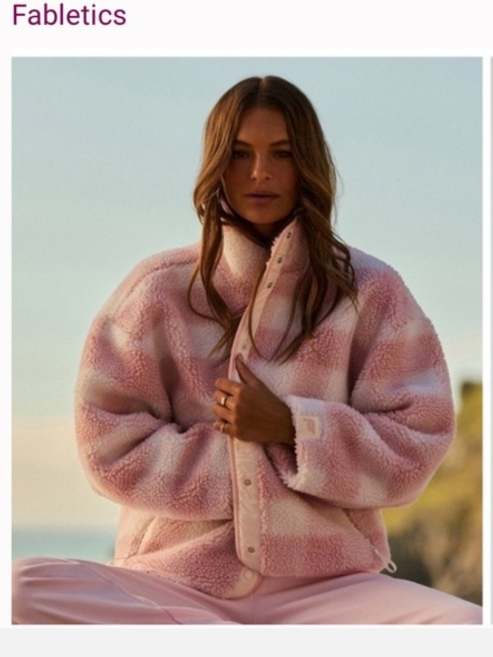 Fabletics Blush Pink Teddy Sherpa Jacket